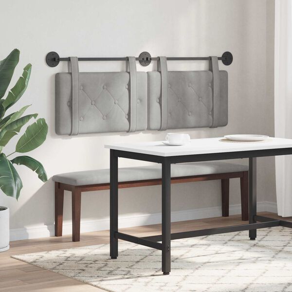 vidaXL Cap de pat suspendat Gri deschis 130 x 55 x 5 cm Catifea