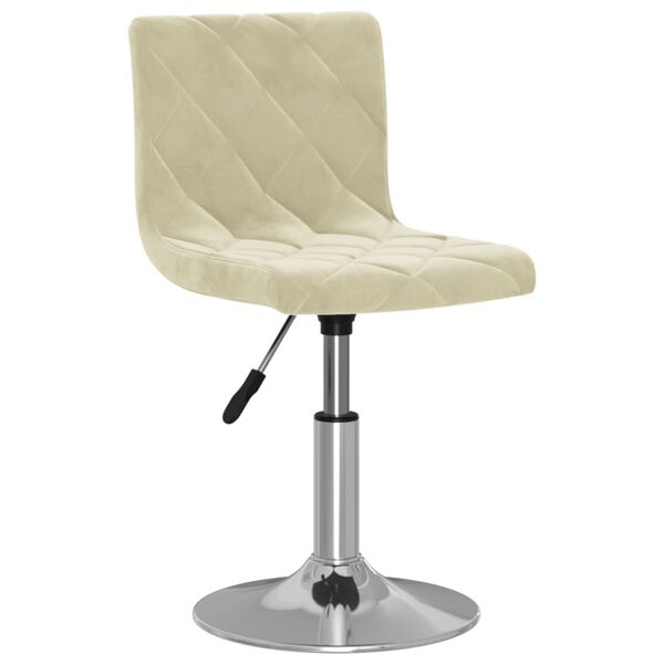 vidaXL Scaune de bucătărie pivotante, 2 buc., crem, catifea