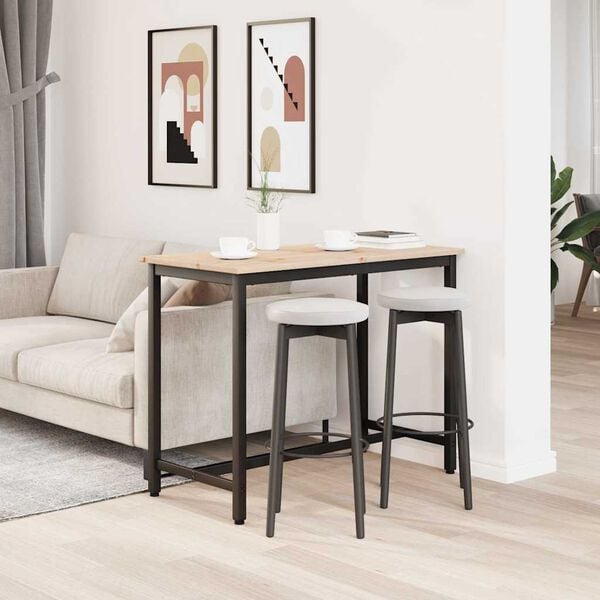 vidaXL masă natural 100 x 50 x 77 cm Lemn ingineresc și oțel