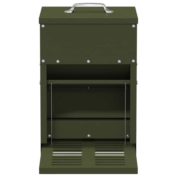 vidaXL Hrănitor cu pedale pentru pui Verde măsliniu 25 x 42 x 40 cm