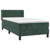 vidaXL Pat box spring cu saltea, verde &icirc;nchis, 90x200 cm, catifea
