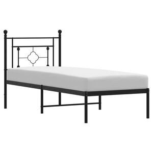 vidaXL Cadru de pat metalic cu tăblie, negru, 75x190 cm