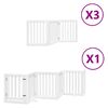 vidaXL Poartă c&acirc;ini pliabilă cu ușă 15 panouri, alb, 750 cm, lemn plop