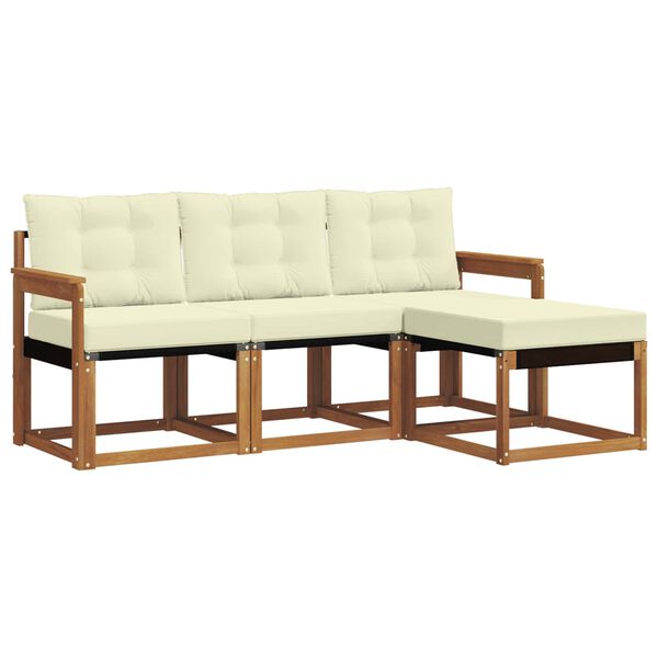vidaXL Set de canapele de exterior cu pernă 4 pcs Natural și Crem