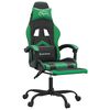 vidaXL Scaun de gaming pivotant/suport picioare negru/verde piele eco