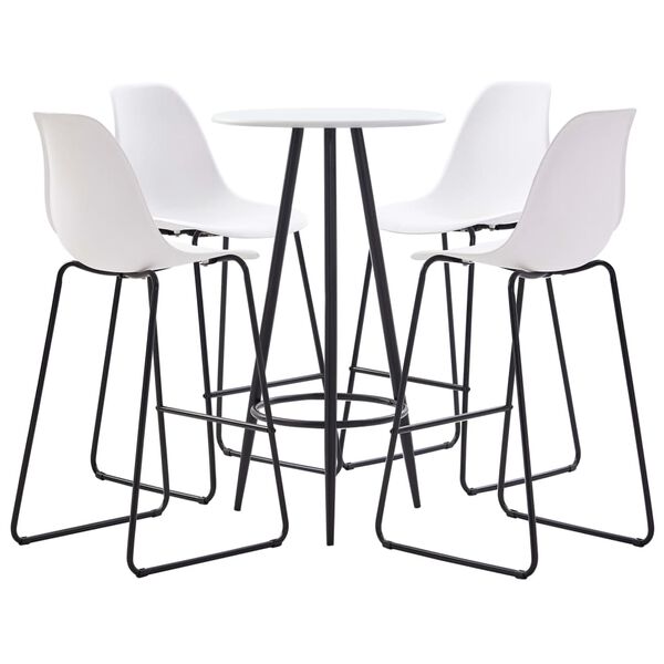 vidaXL Set mobilier de bar, 5 piese, alb, plastic