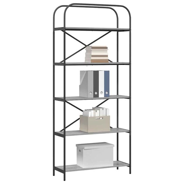 vidaXL Raft pentru cărți Gri Sonoma 80 x 30 x 183 cm Lemn compozit