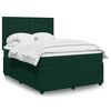vidaXL Pat box spring cu saltea, verde &icirc;nchis, 140x190 cm, catifea