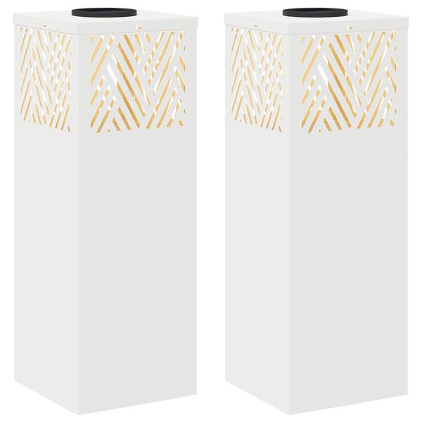 vidaXL Lumină LED Solară pentru Alei 2 pcs Alb Oțel laminat la rece