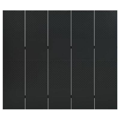 vidaXL Paravane de cameră cu 5 panouri,2 buc., negru, 200x180 cm, oțel