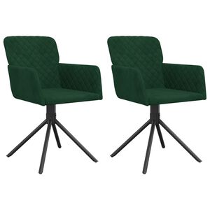 vidaXL Scaune de bucătărie pivotante, 2 buc., verde &icirc;nchis, catifea