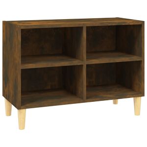 vidaXL Comodă TV, picioare lemn masiv, stejar afumat, 69,5x30x50 cm