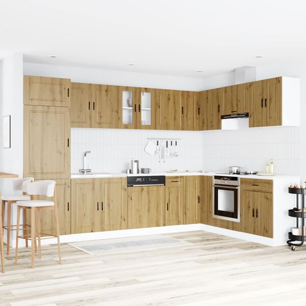 vidaXL Dulap baza chiuvetă cu ușă Porto 2 pcs Maro Lemn compozit