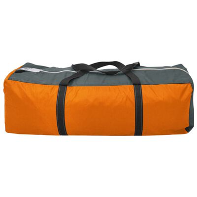 vidaXL Cort camping, 9 persoane, gri și portocaliu, material textil