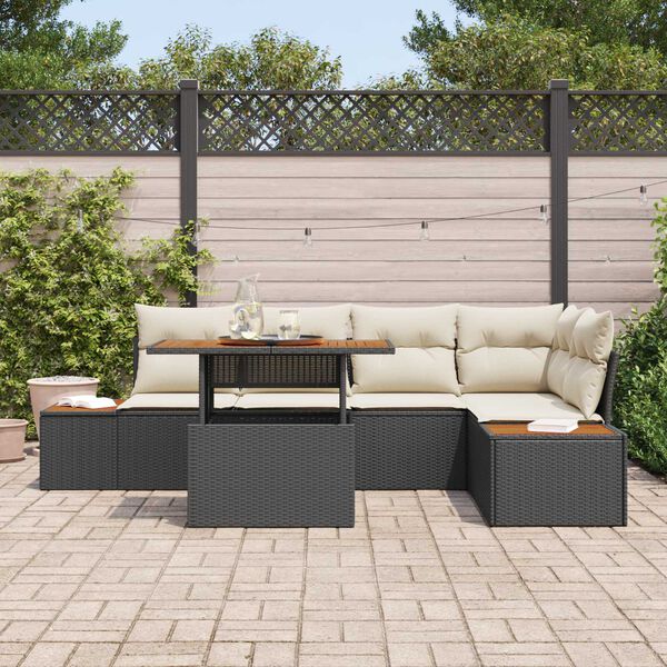 vidaXL Set de canapele pentru grădină 6 pcs Negru Rattan poli