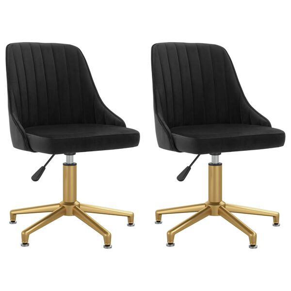 vidaXL Scaune de bucătărie pivotante, 2 buc., negru, catifea