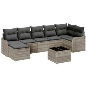 vidaXL Set de canapele pentru grădină 8 pcs Gri deschis Rattan poli