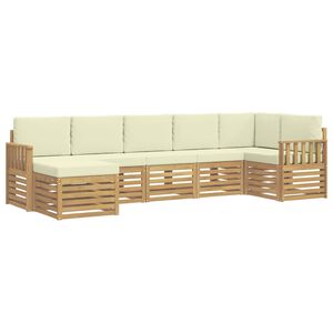 vidaXL Set de canapele de exterior 7 buc. Alb și crem