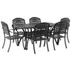 vidaXL Set de masă pentru grădină 7 pcs Negru Aluminiu