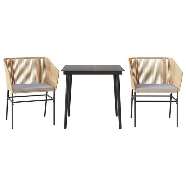 vidaXL Set mobilier de grădină cu perne 3 piese maro sticlă polirattan