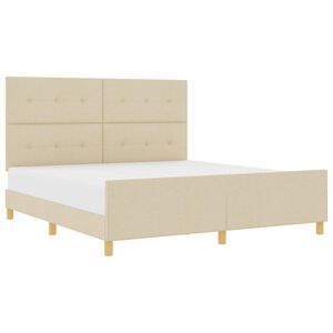 vidaXL Cadru de pat cu headboard Crem 180 x 200 cm țesătură