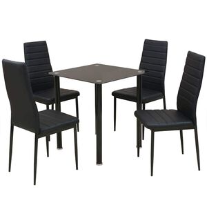 vidaXL Set masă și scaune de bucătărie, negru, 5 piese
