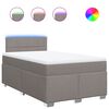 vidaXL Pat box spring cu saltea, gri taupe, 120x200 cm, textil