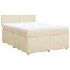 vidaXL Pat box spring cu saltea, crem, 160x200 cm, material textil