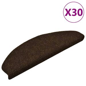 vidaXL Covorașe scări autoadezive, 30 buc., 65x21x4 cm, maro, semirotunde, mari