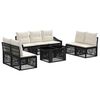 vidaXL Set de canapele pentru grădină 8 buc. Negru și Alb crem