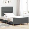 vidaXL Cadru de pat cu headboard Gri &icirc;nchis 120 x 190 cm țesătură