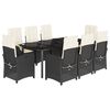 vidaXL Set mobilier de grădină cu perne, 9 piese, negru, poliratan