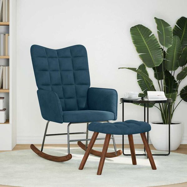 vidaXL Scaun balansoar cu scaun catifea albastră