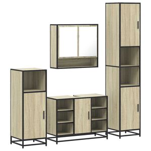 vidaXL Set de mobilier de baie din 4 piese din lemn de stejar Sonoma
