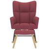 vidaXL Scaun balansoar cu taburet, roșu vin, material textil