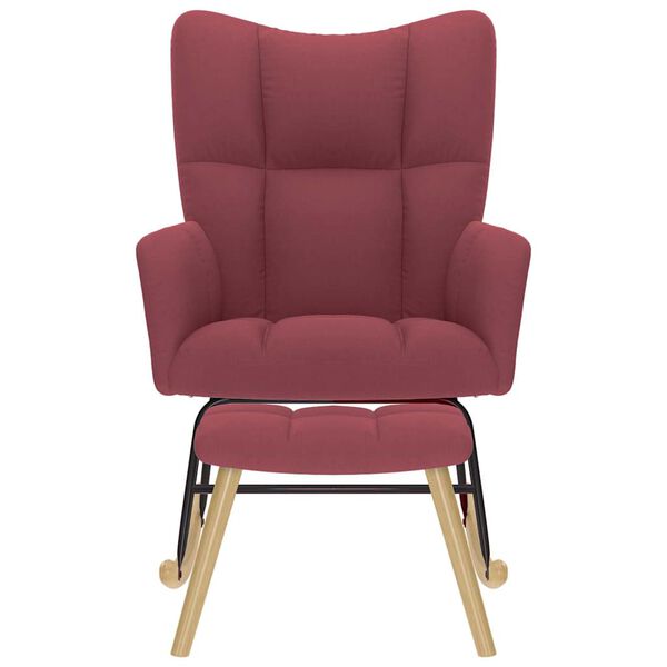 vidaXL Scaun balansoar cu taburet, roșu vin, material textil
