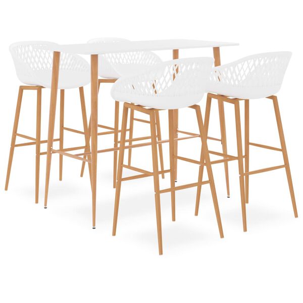 vidaXL Set mobilier de bar, 5 piese, alb