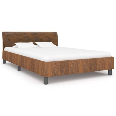 vidaXL Cadru de pat, maro, 140 x 200 cm, piele întoarsă ecologică