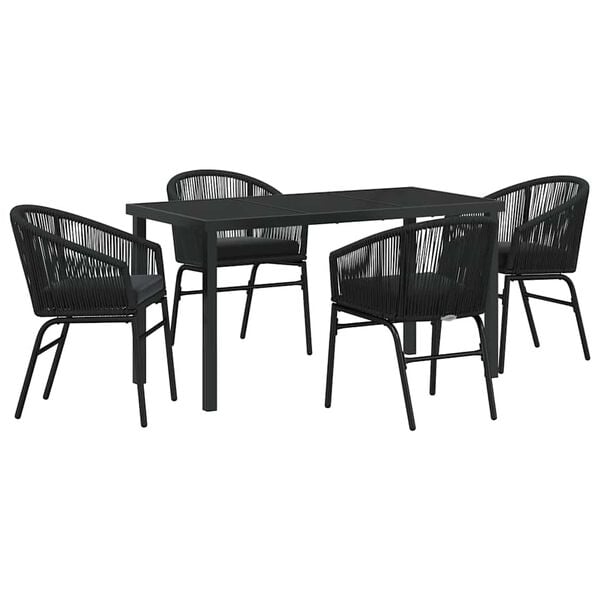 vidaXL Set de masă pentru grădină 5 pcs Negru