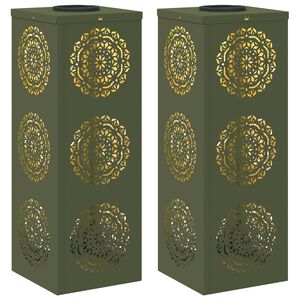 vidaXL Lumină LED Solară pentru Alei 2 pcs Verde măsliniu