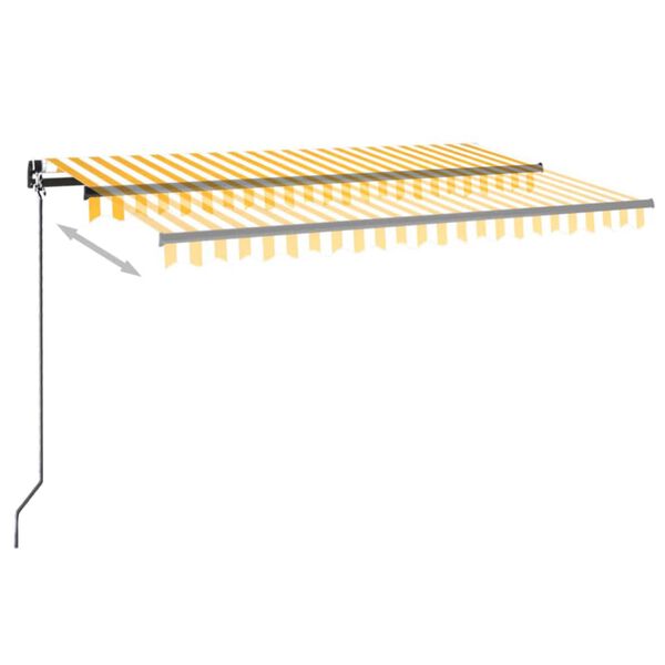 vidaXL Copertină retractabilă manual, galben și alb, 450x300 cm