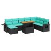 vidaXL Set mobilier grădină perne 9 piese negru poliratan/lemn acacia