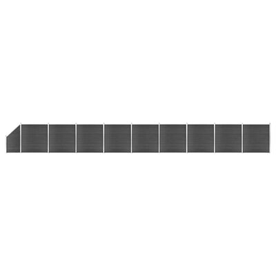 vidaXL Set de panouri de gard, negru, 1657x(105-186) cm, WPC