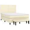 vidaXL Pat box spring cu saltea, crem, 140x190 cm, piele ecologică