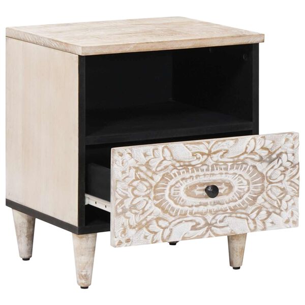 vidaXL Dulap pentru pat Alb 40 x 33 x 46 cm Lemn de mango solid