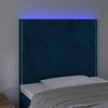 vidaXL Tăblie de pat cu LED, albastru &icirc;nchis, 80x5x118/128cm, catifea