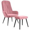 vidaXL Scaun de relaxare cu taburet, roz, catifea