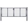 vidaXL Poartă de grădină din plasă, oțel galvanizat, gri, 306x125 cm