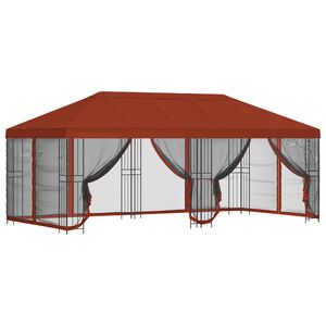 vidaXL Pavilion cu panouri laterale 6 x 3 m Terracota