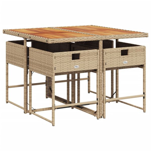 vidaXL Set mobilier de grădină cu perne, 5 piese, bej, poliratan